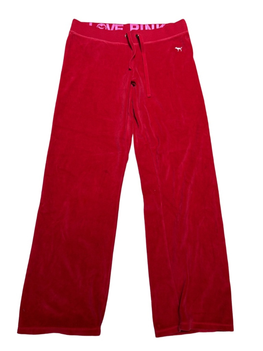 Vintage Y2K Victoria’s Secret PINK Red Velour Flare Pants Size Small